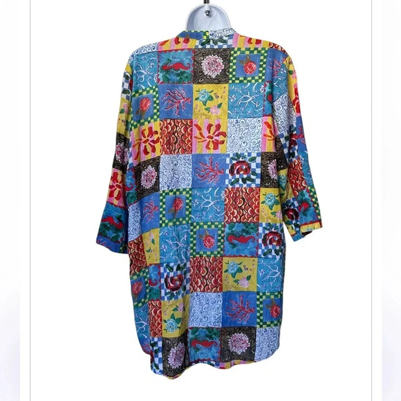 Antica Sartoria button tunic dress coverup vivid colorful excellent Size M - Picture 2 of 7